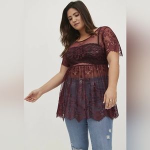 Torrid Babydoll Stretch Lace Top